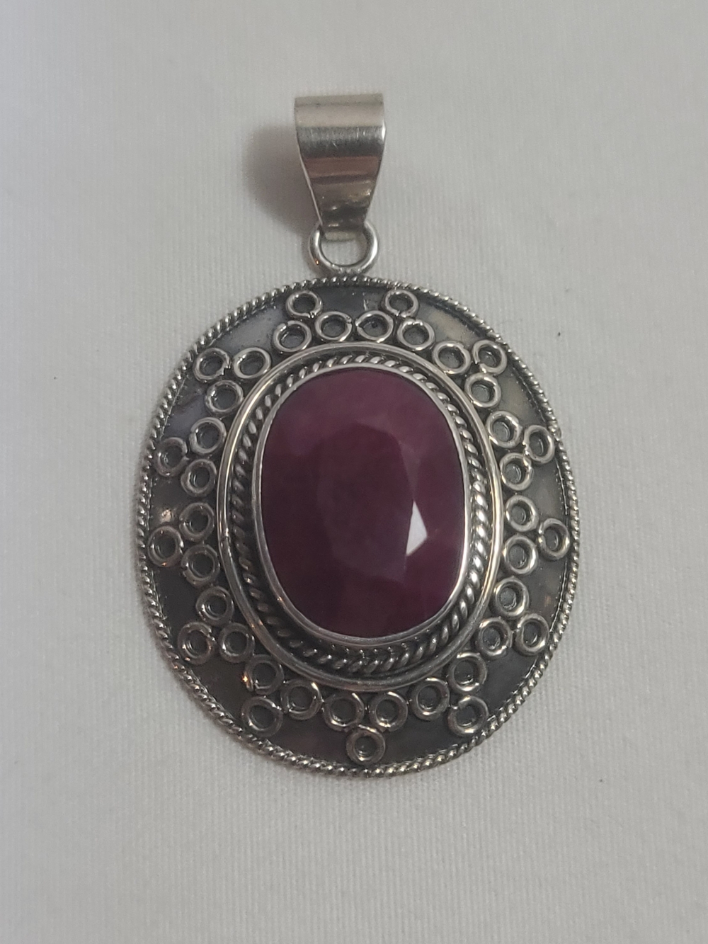 Natural Ruby 925 Sterling Silver BNY Pendant